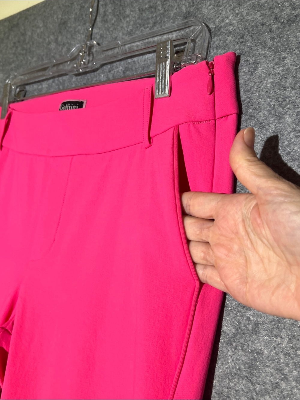 GOLFTINI Hot Pink Straight Leg Golf Pants Stretch Slash Pockets Hem Notch Size M - Picture 8 of 15